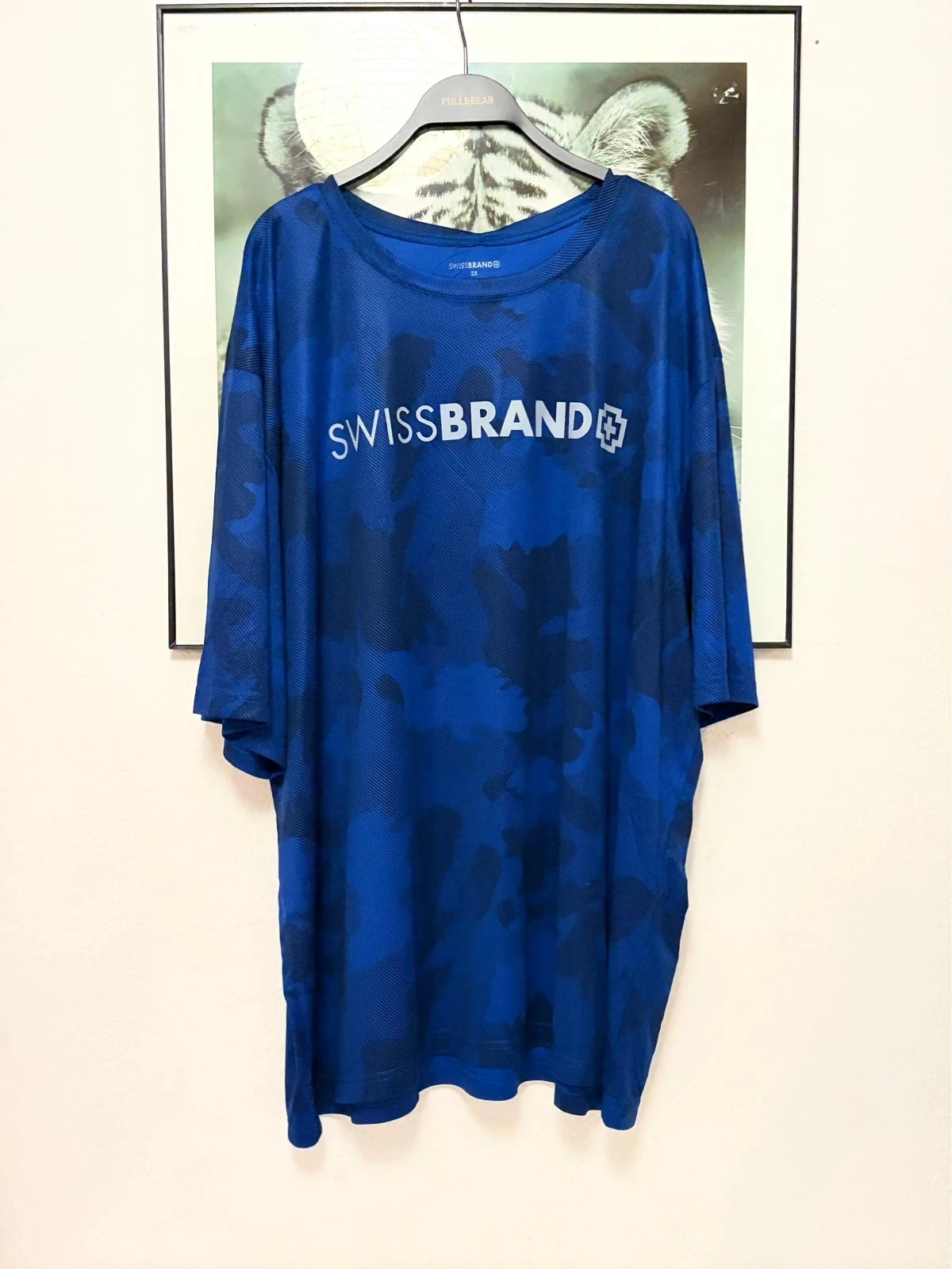 Blue camouflage technical t-shirt 100% polyester short sleeves men's XXL new with tag – photo 7